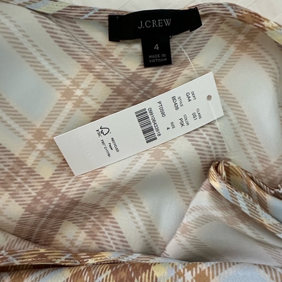 J. Crew culto-blend slip dress in pale sky tartan - Picture 5 of 7